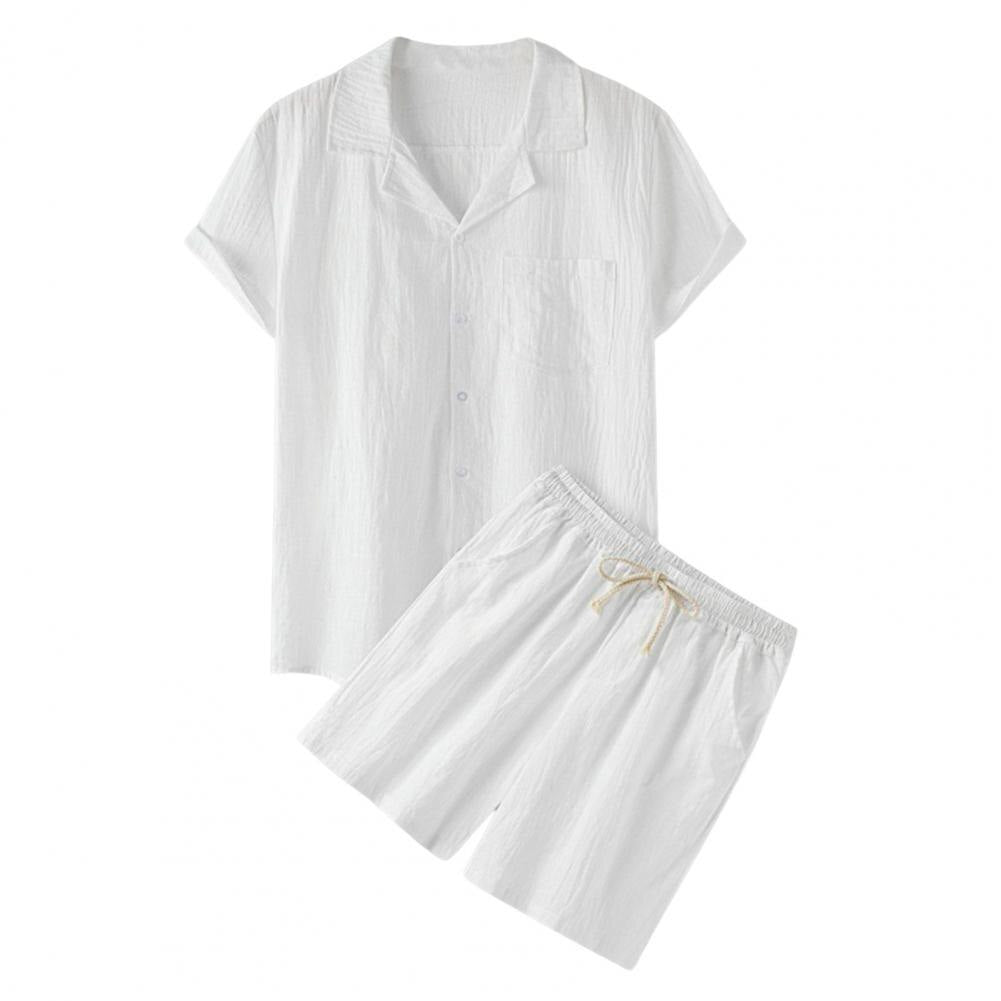 Męski komplet letni – koszula z krótkim rękawem i szorty