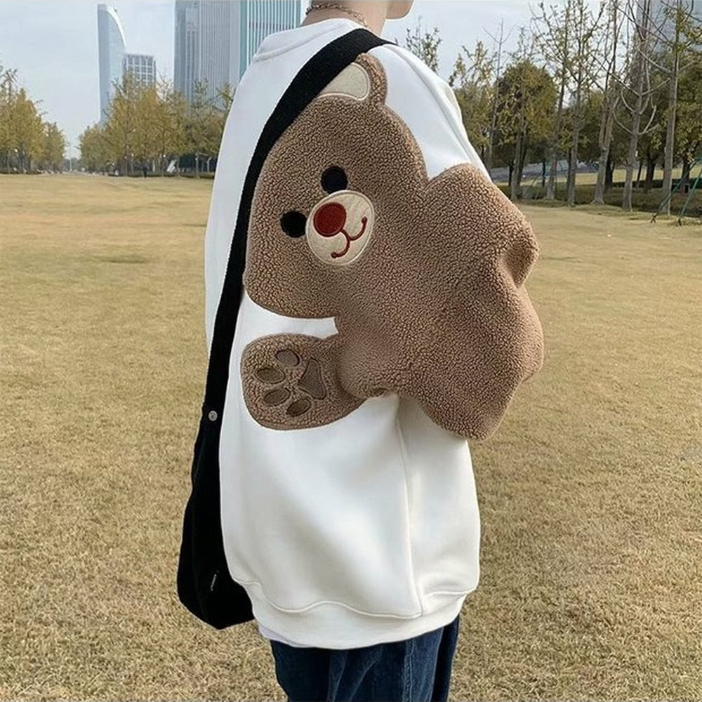 Bluza Męska oversize z misiem na rękawie