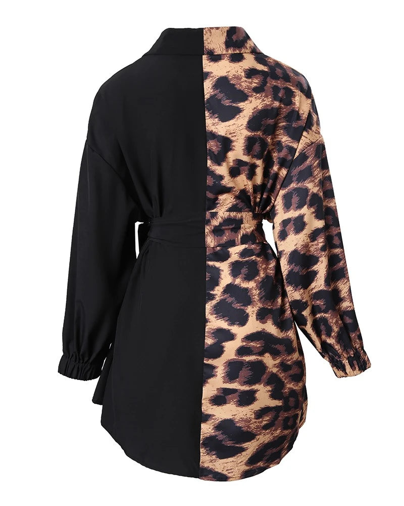 Modna Sukienka Mini z Akcentem Panterki