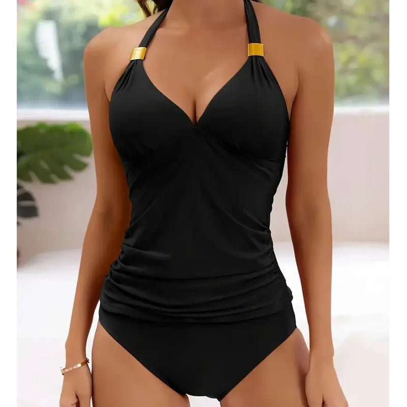 Damski Tankini Modelujący – Dwuczęściowy Strój Kąpielowy z Topem Halter