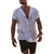 Męska Koszula Lniana z Krótkim Rękawem i Kołnierzykiem V-Neck