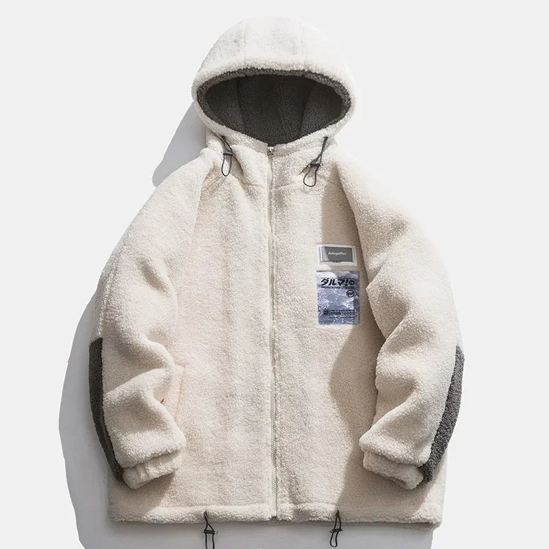 Męska bluza z kapturem z polaru sherpa – oversize, ciepła i stylowa
