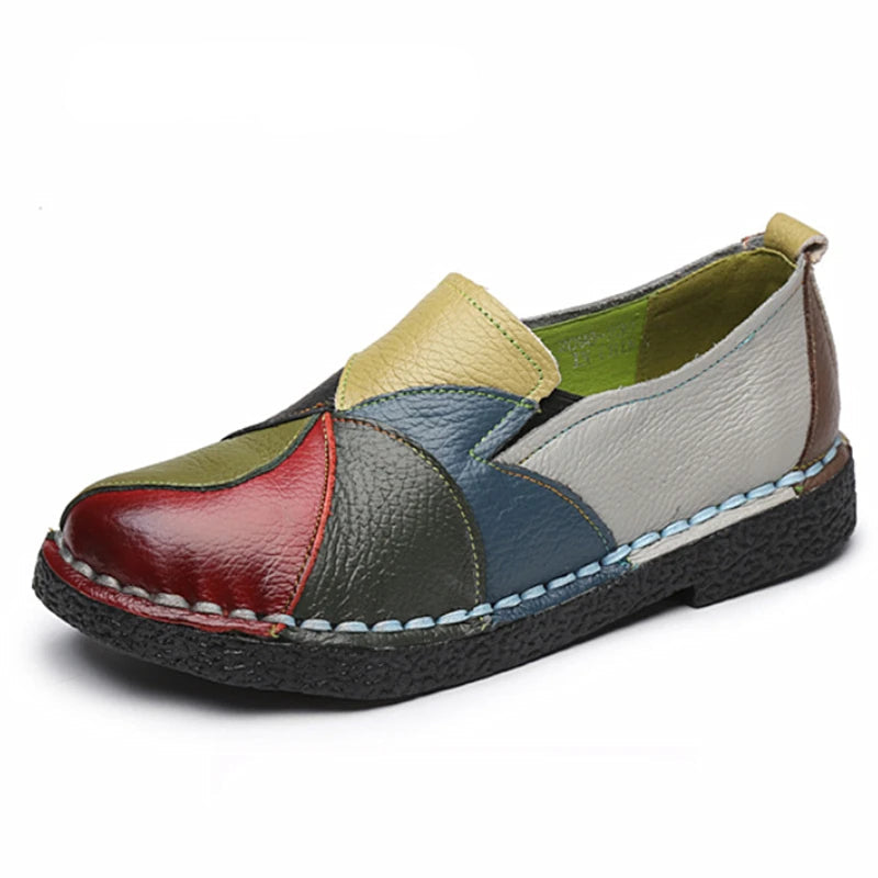 Damskie skórzane buty ortopedyczne slip-on – wygodne półbuty z elastyczną podeszwą