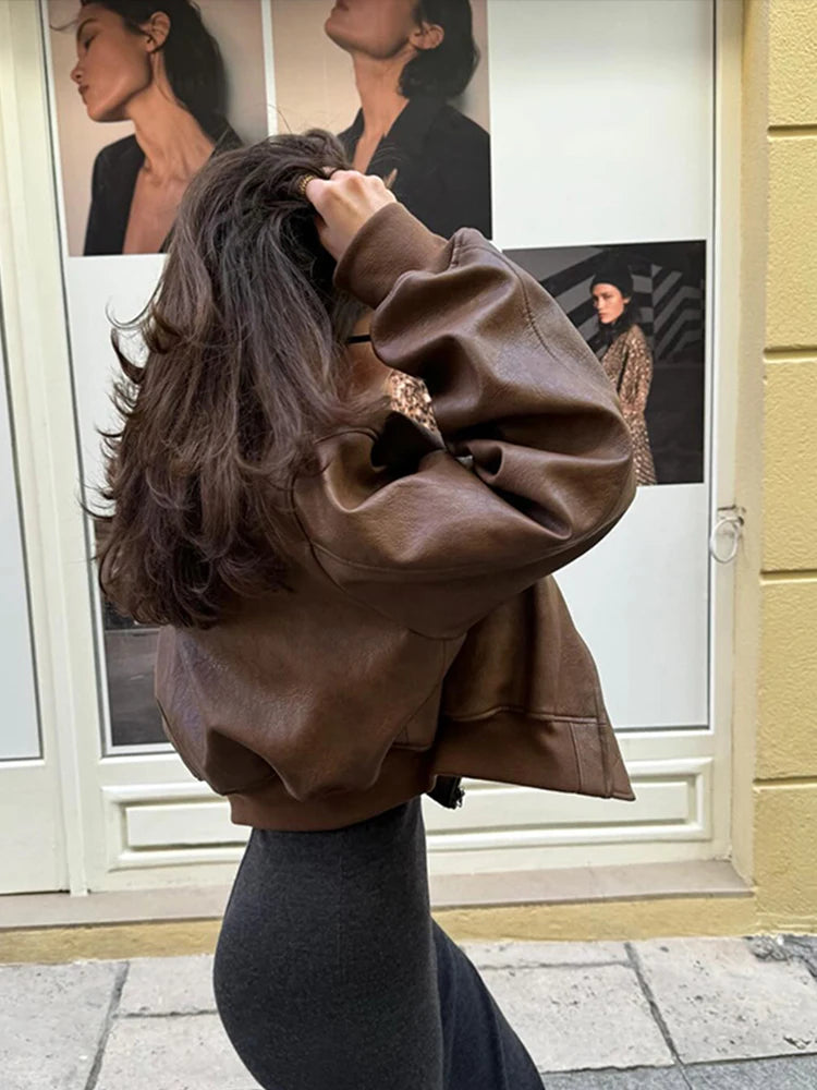 Damska Kurtka Skórzana w Stylu Bomber