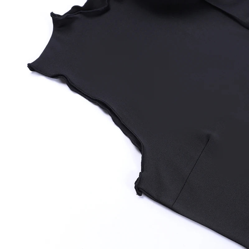 Elegancki Damski Zestaw z Crop Topem i Spódnicą Mini z Kwiatowymi Aplikacjami