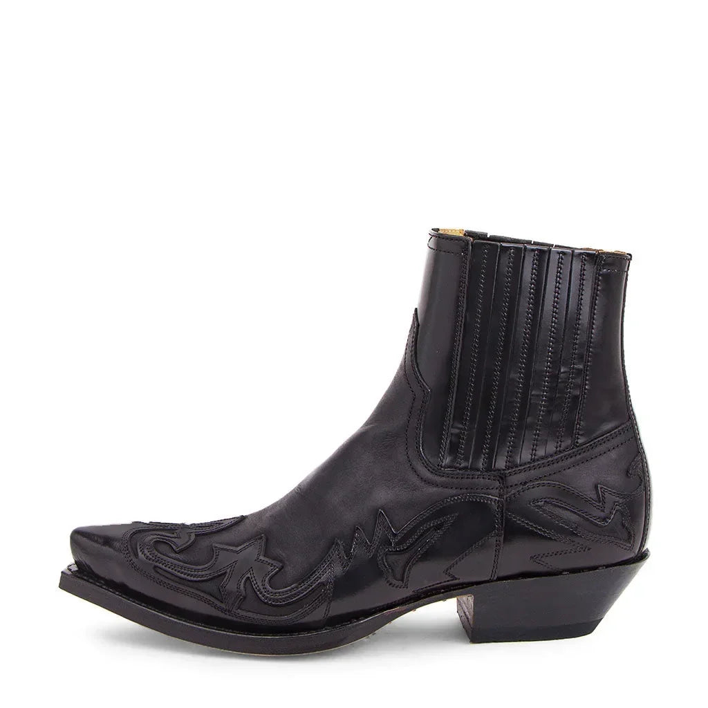 Skórzane botki kowbojki z tłoczeniem – unisex, styl western