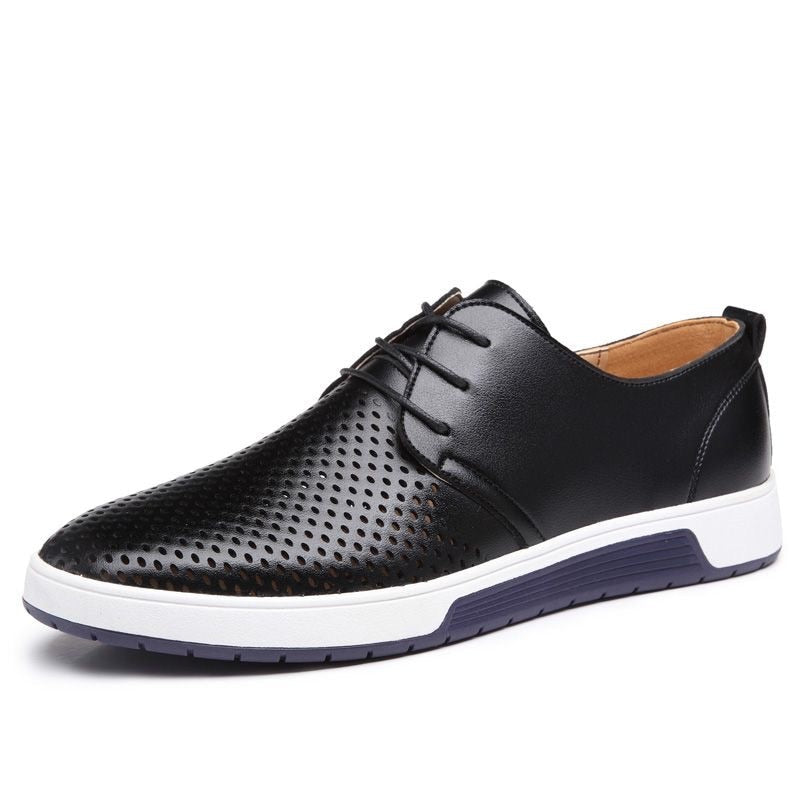 Eleganckie Skórzane Buty Męskie z Perforacją