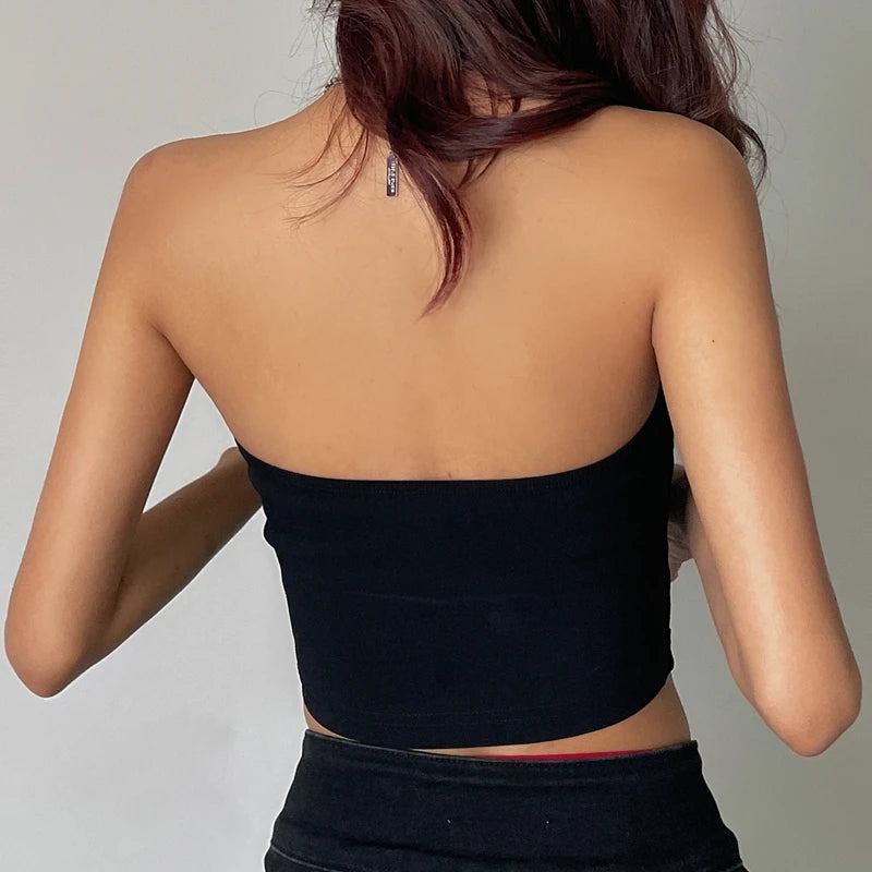 Elegancki Damski Top Bandeau z Asymetrycznym Wykończeniem
