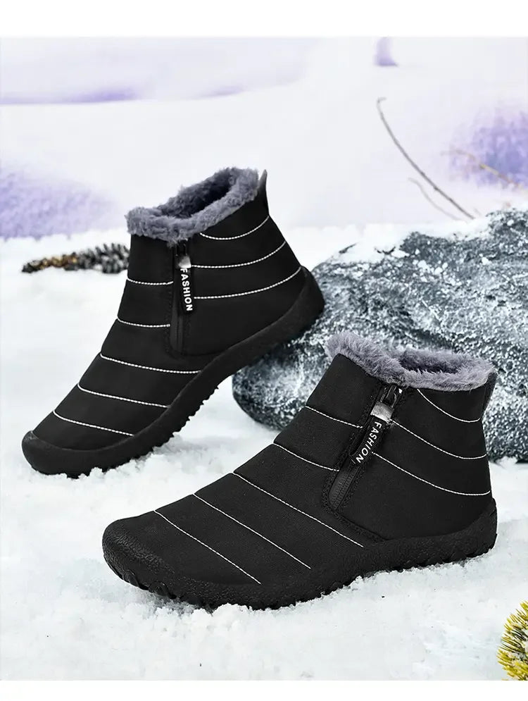 Męskie śniegowce zimowe z futerkiem – ocieplane buty outdoorowe z zamkiem