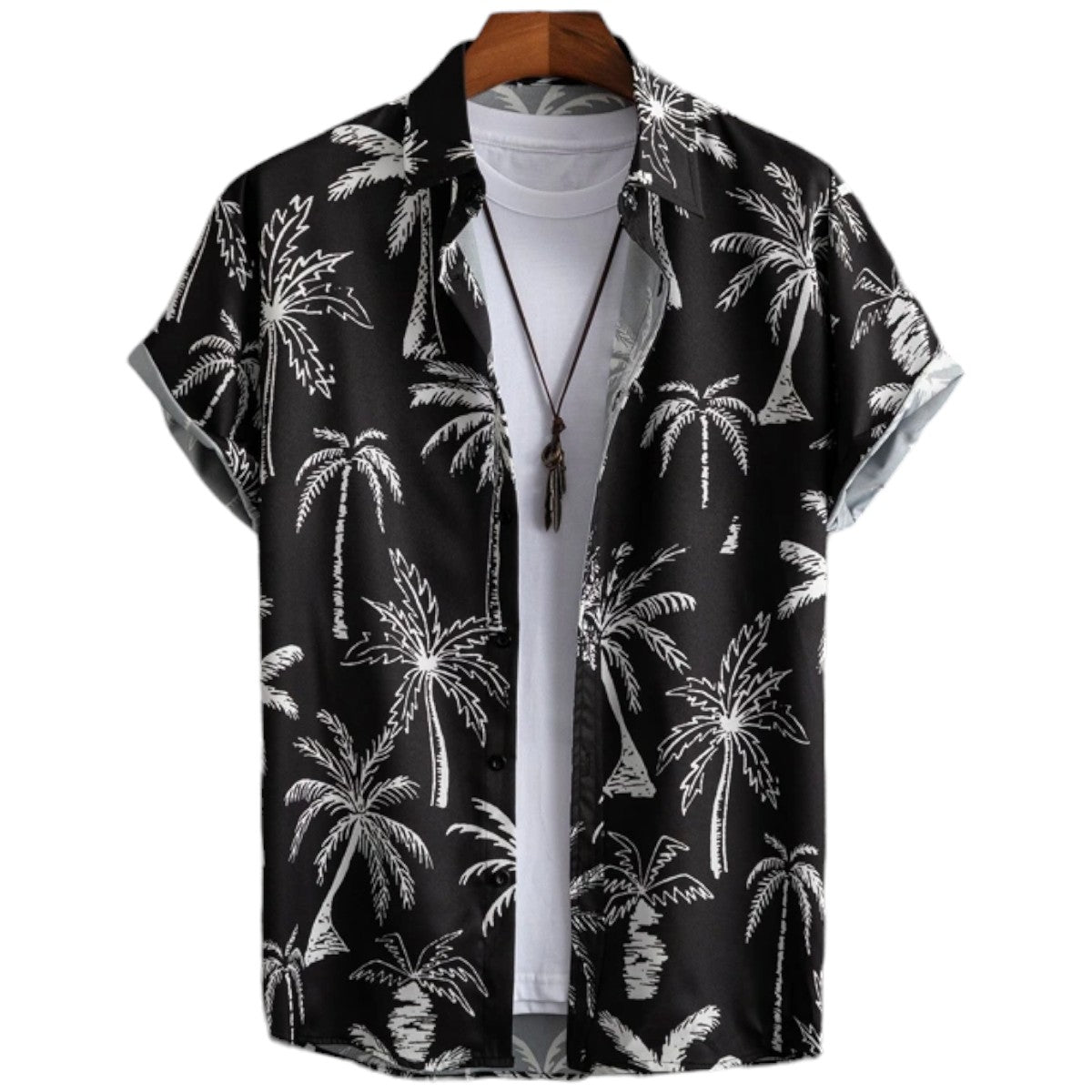 Męska Koszula Hawajska z Krótkim Rękawem i Tropikalnym Wzorem Palm