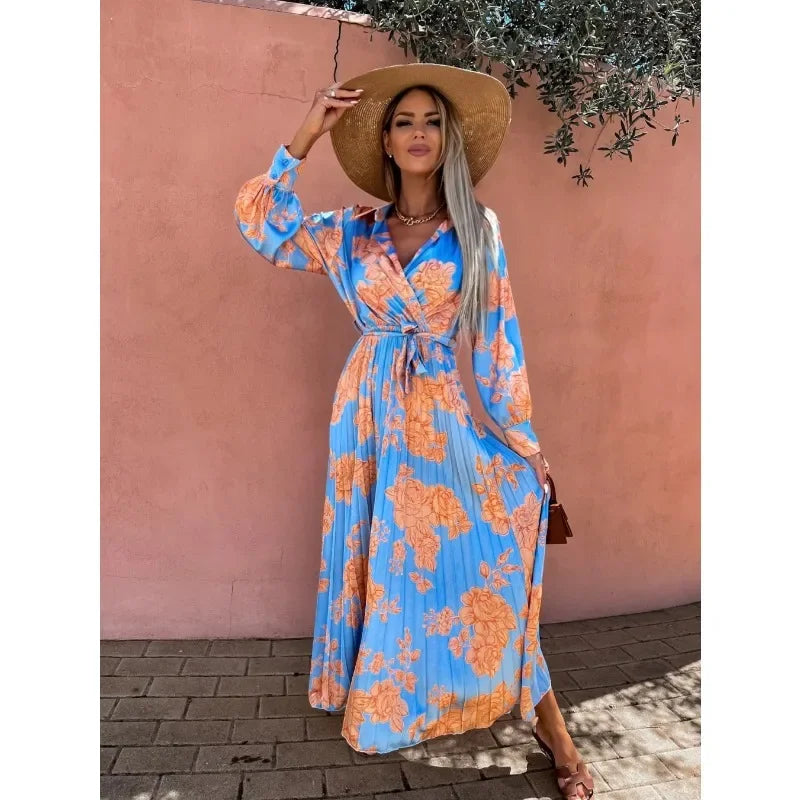 Zwiewna Sukienka Maxi z Kwiatowym Wzorem