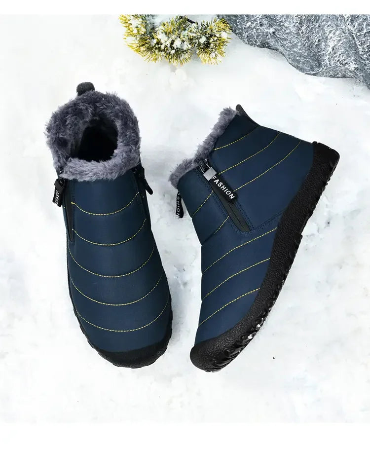 Męskie śniegowce zimowe z futerkiem – ocieplane buty outdoorowe z zamkiem