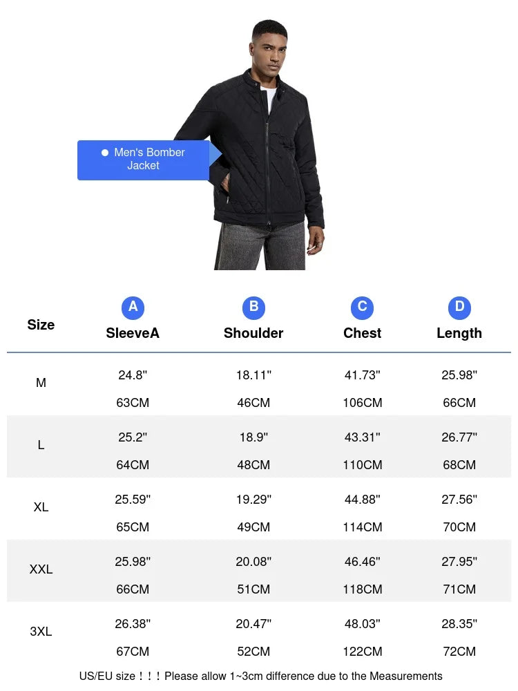 Męska kurtka pikowana z kołnierzem stójką, lekka i ocieplana
