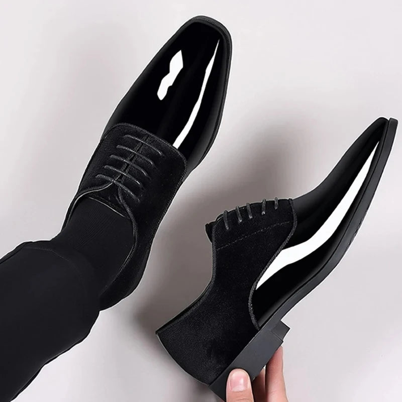 Męskie eleganckie buty wizytowe lakierowane na wesele