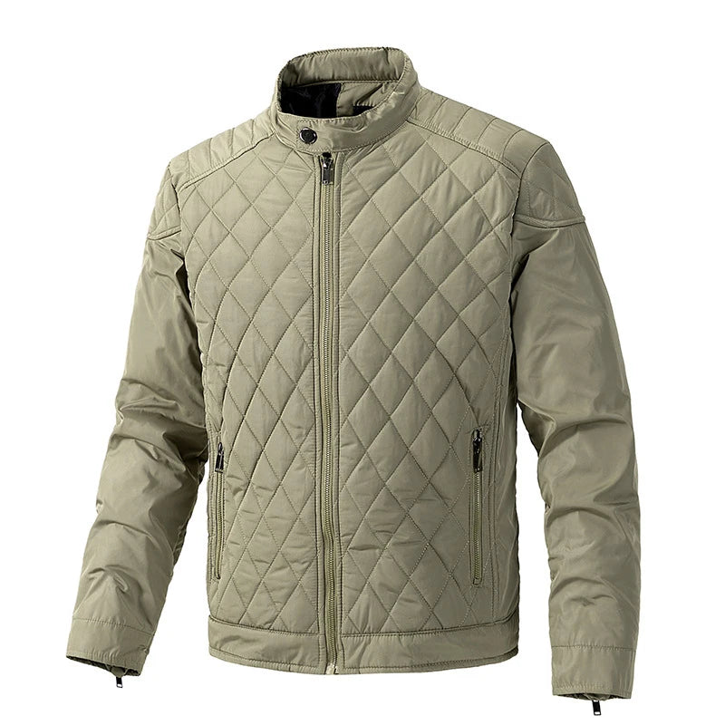 Męska kurtka pikowana z kołnierzem stójką, lekka i ocieplana