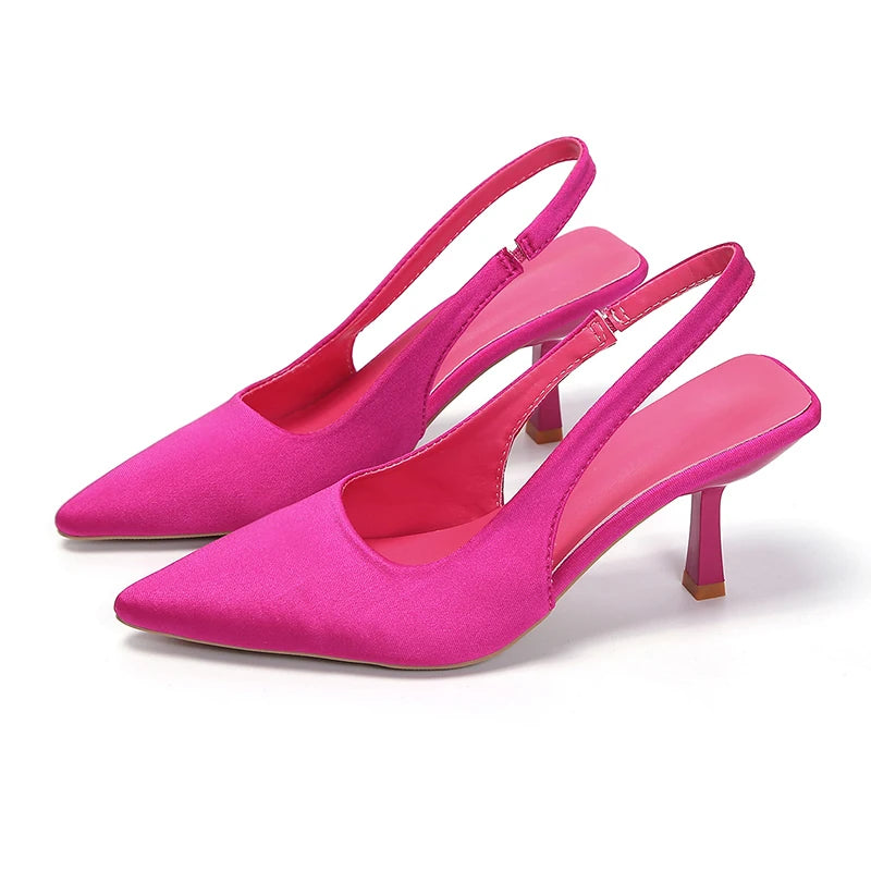 Damskie Czółenka Slingback na Niskim Obcasie z Szpiczastym Noskiem