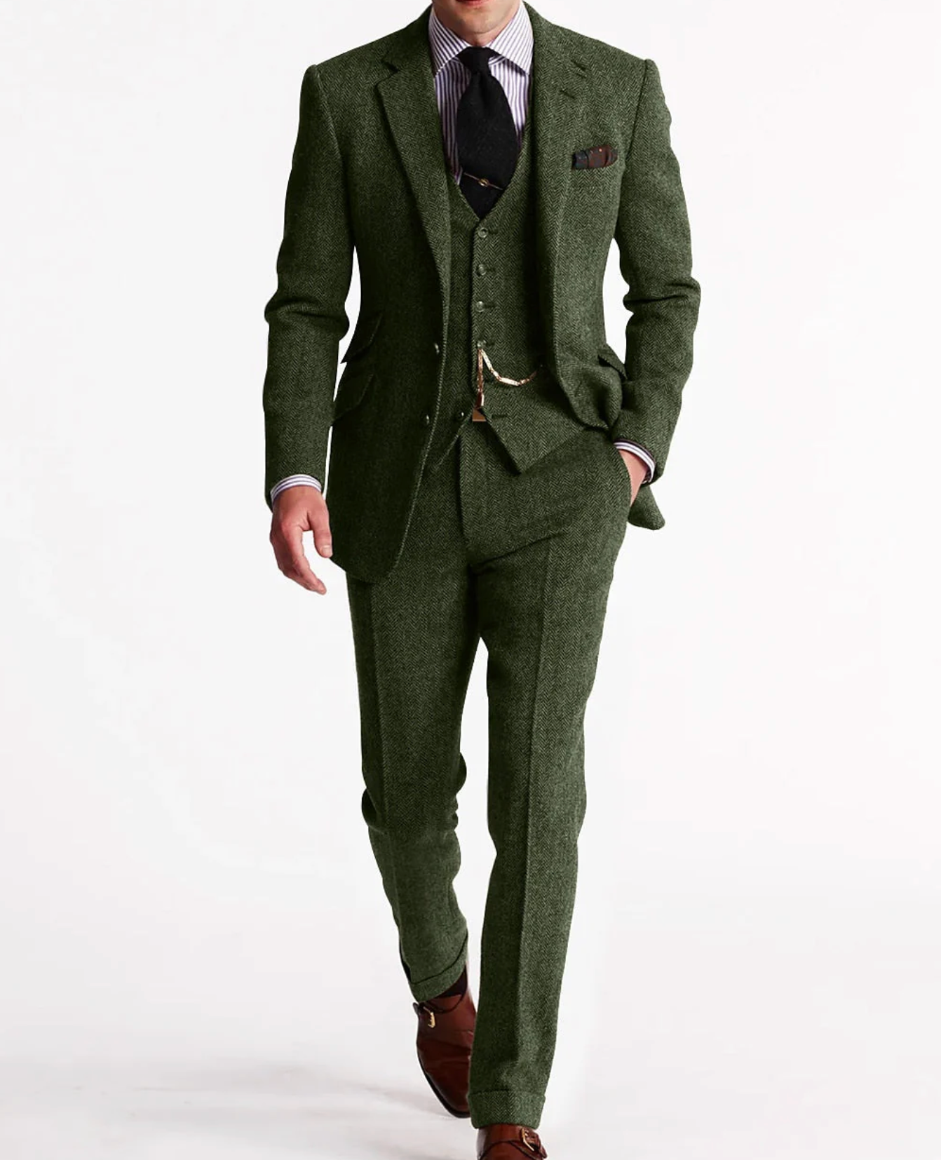 Męski garnitur 3-częściowy slim fit – elegancki komplet biznesowy z marynarką, kamizelką i spodniami
