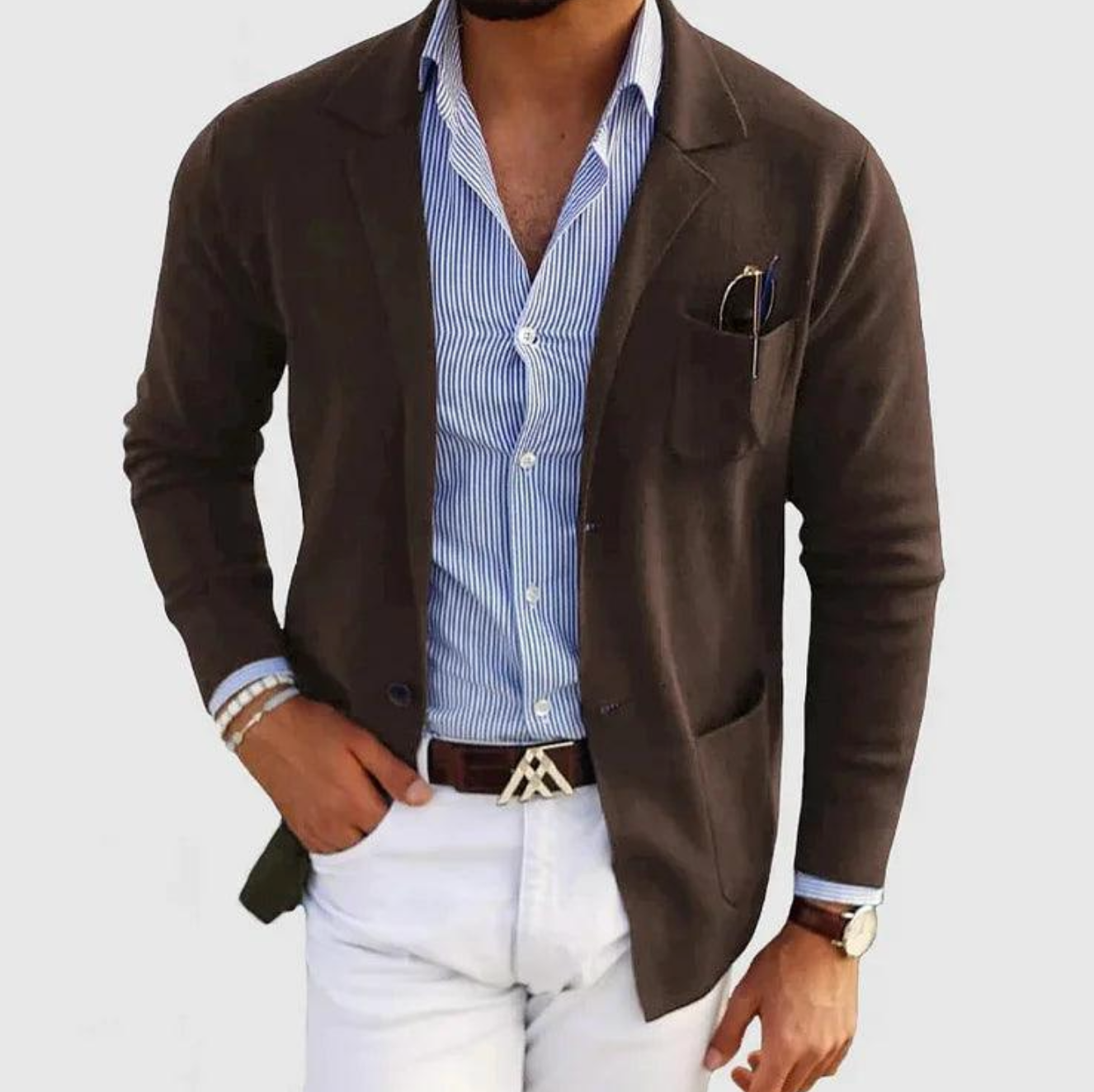 Męska marynarka casual slim fit – elegancka lekka marynarka sportowa do koszuli i chinosów