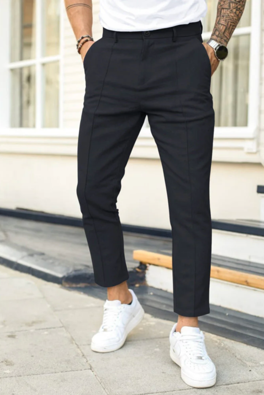 Męskie spodnie eleganckie slim fit – casualowe spodnie wizytowe do codziennych stylizacji