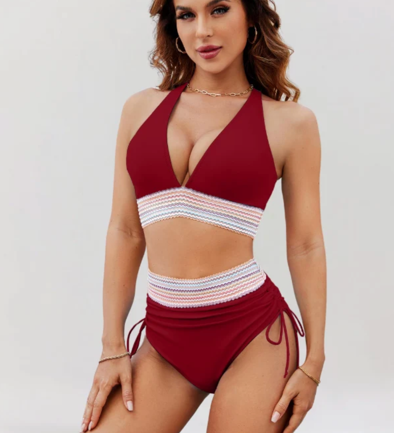 Damskie Bikini z Wysokim Stanem i Topem Push-Up