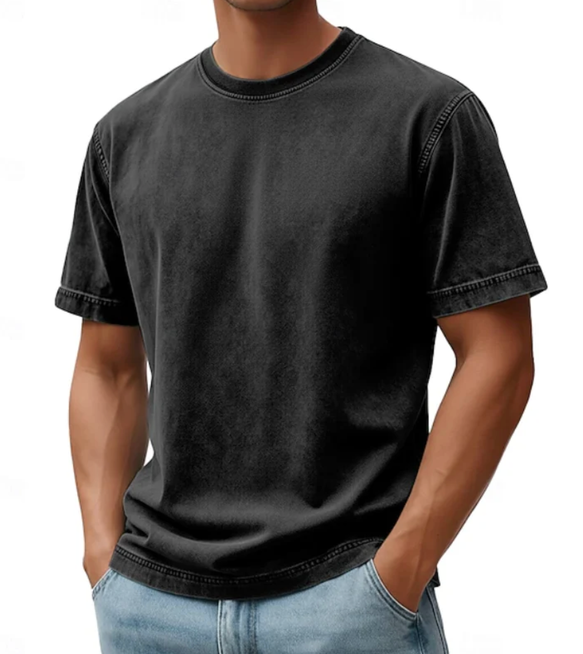 Męski T-shirt z Okrągłym Dekoltem – Lekka Koszulka o Swobodnym Kroju