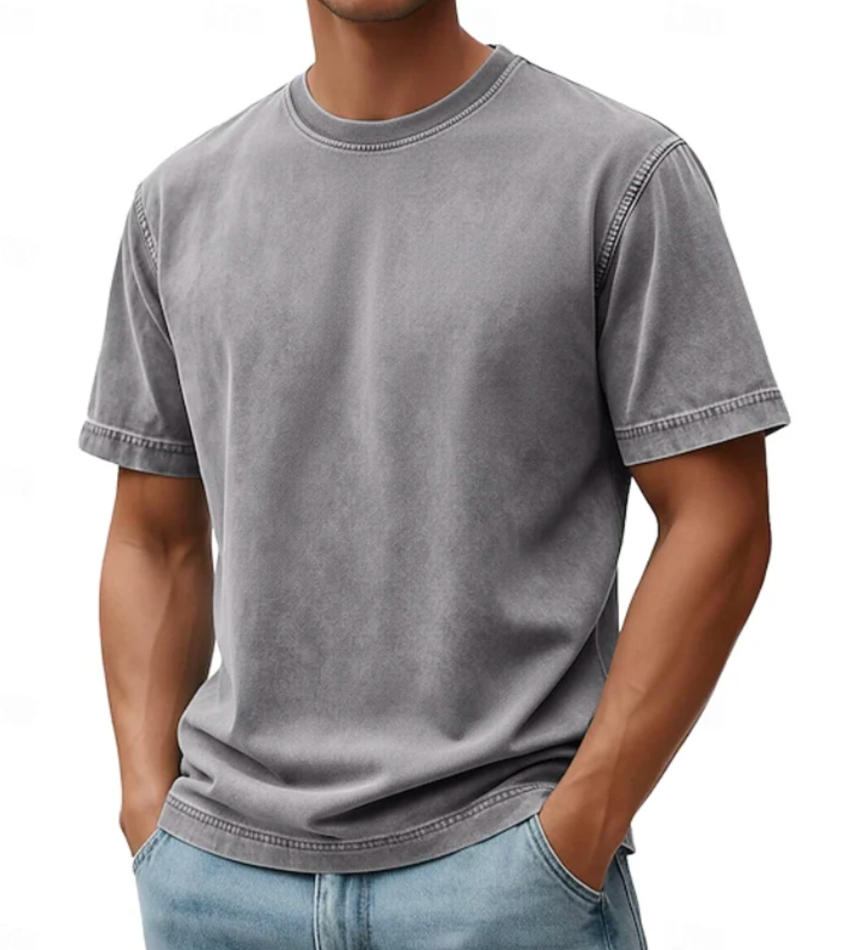 Męski T-shirt z Okrągłym Dekoltem – Lekka Koszulka o Swobodnym Kroju