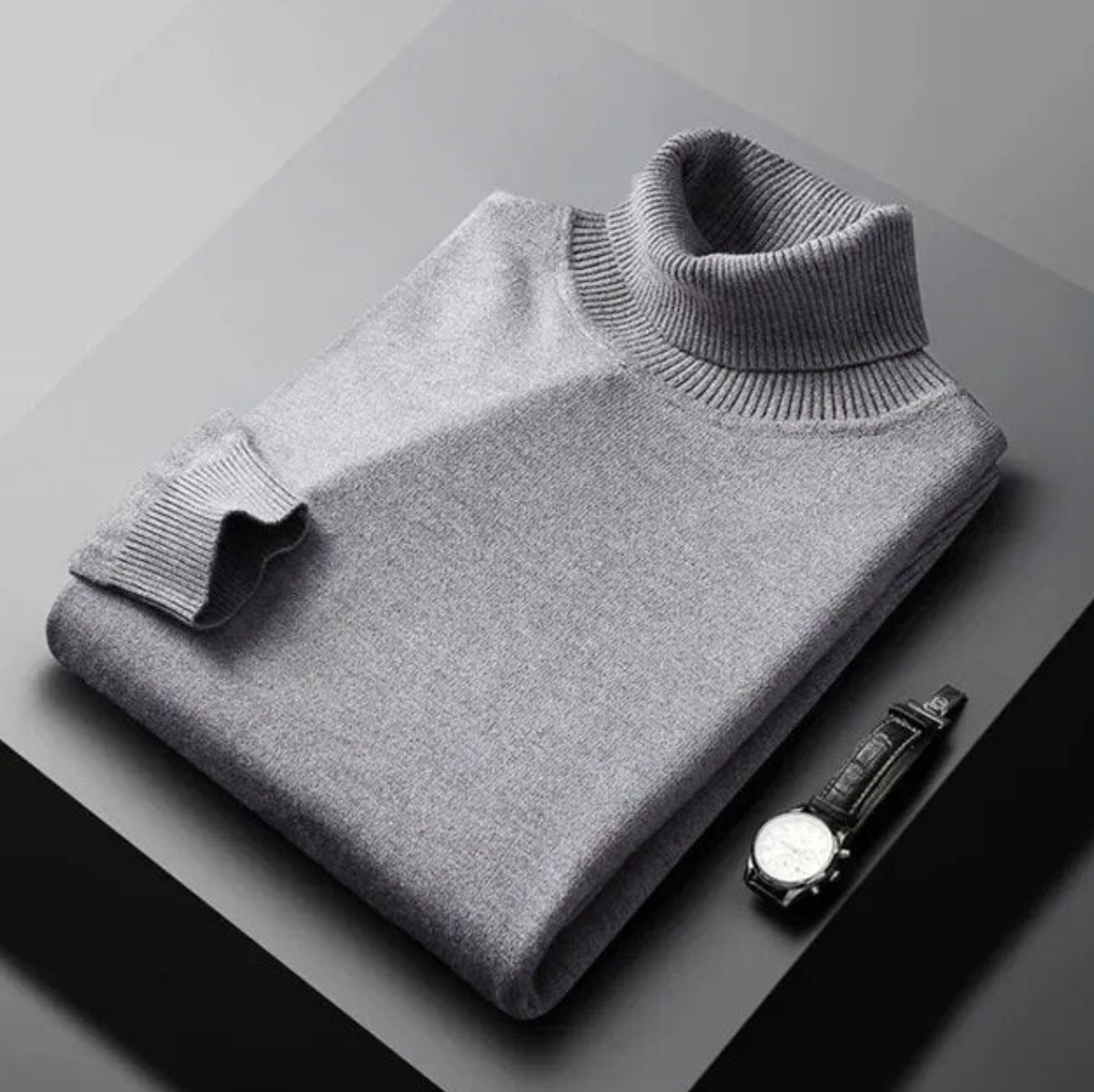 Męski Sweter z Golfem – Klasyczny Dzianinowy Golf z Długim Rękawem