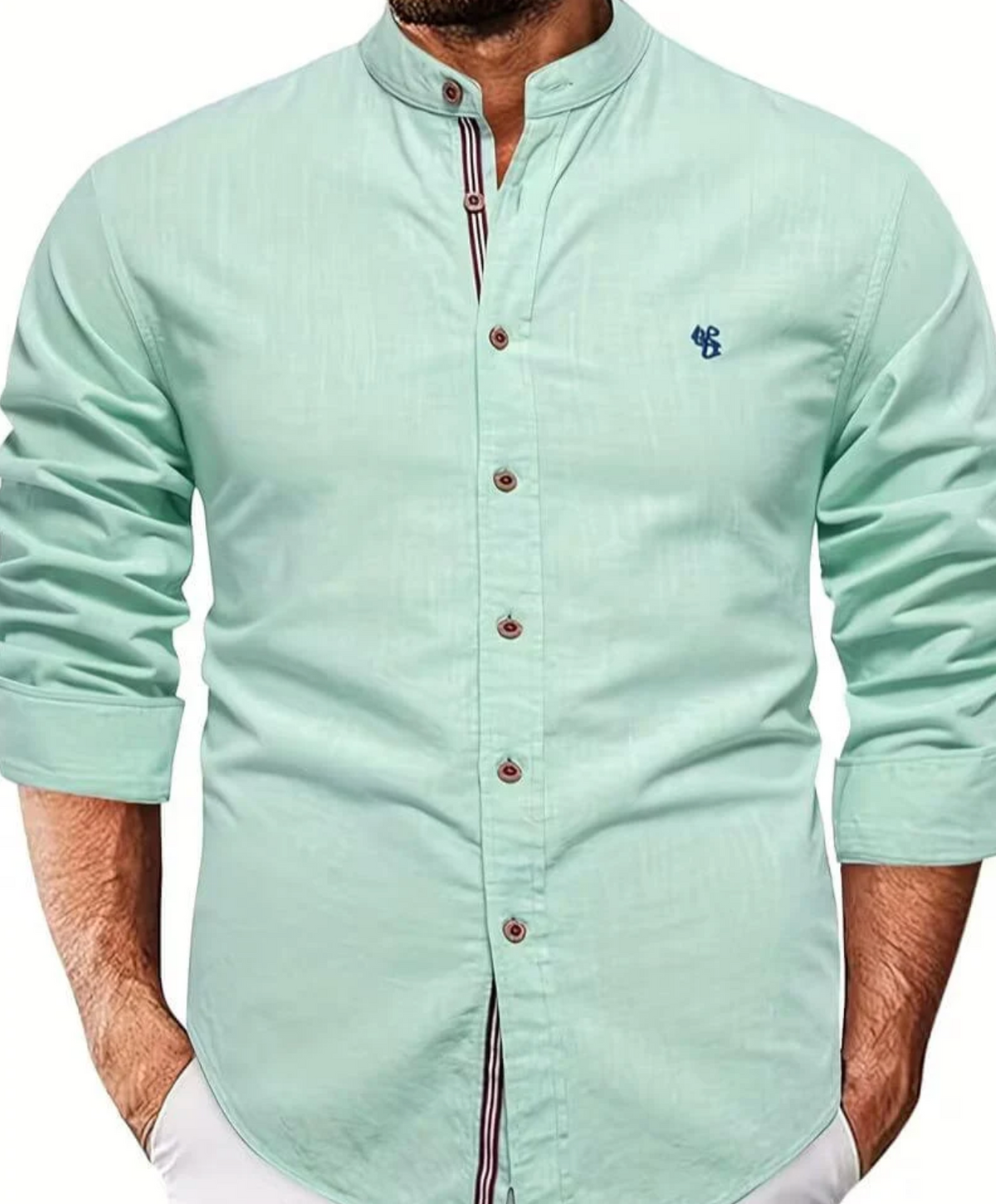 Męska Koszula ze Stójką i Długim Rękawem – Smart Casual