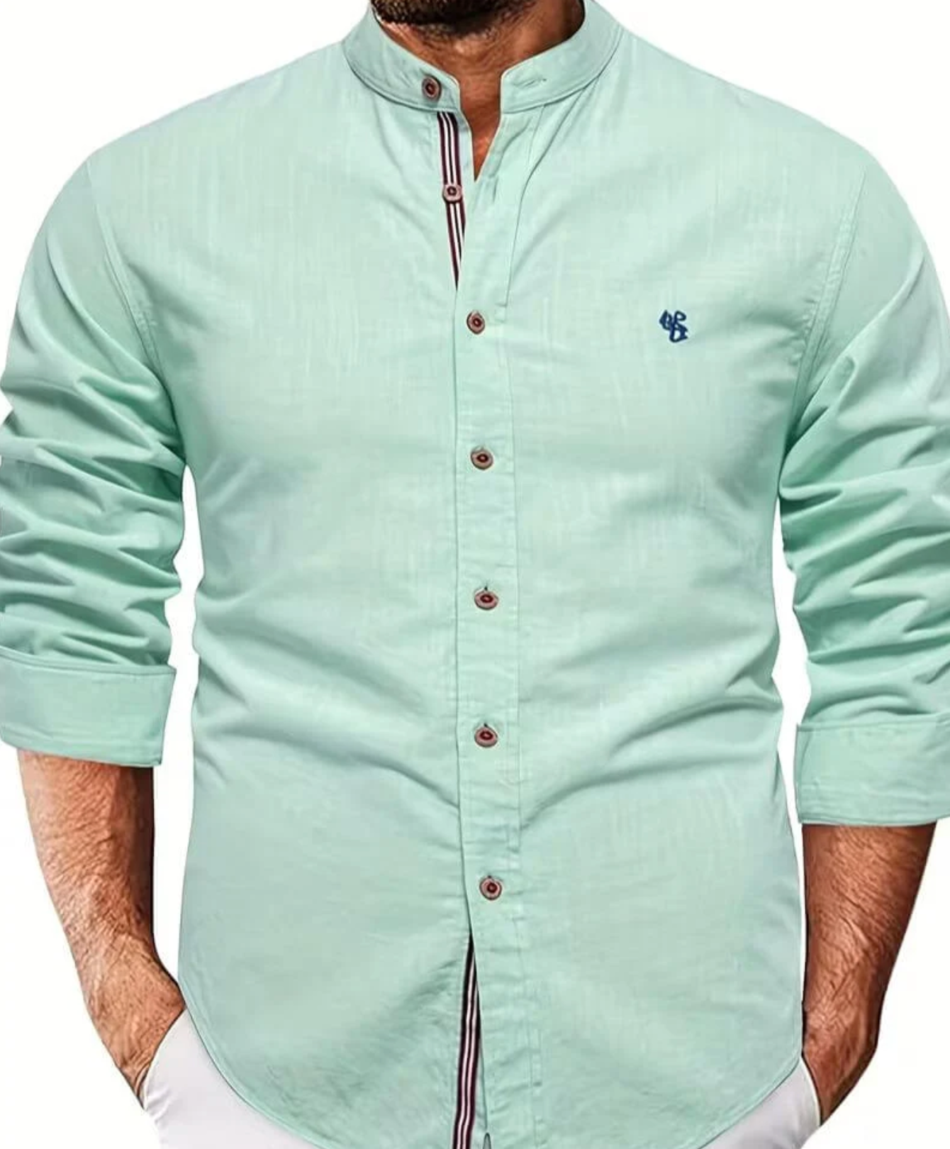 Męska Koszula ze Stójką i Długim Rękawem – Smart Casual