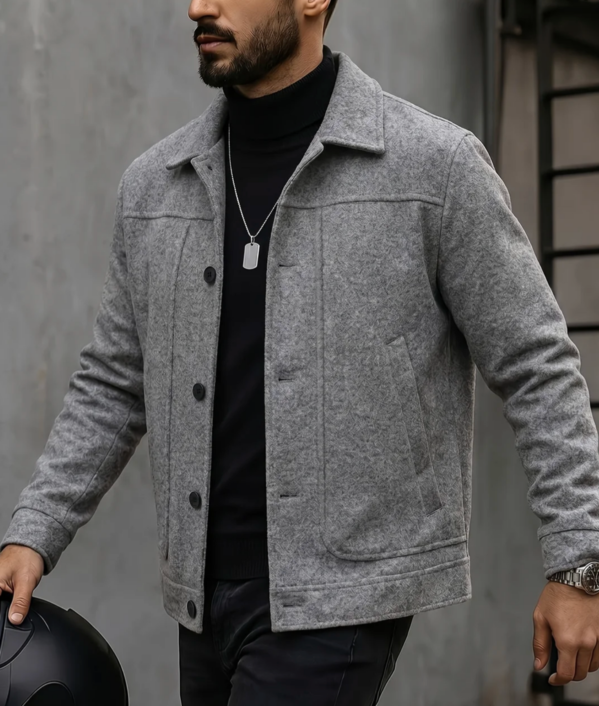 Męska Koszula Slim Fit z Długim Rękawem i Kontrastowymi Detalami