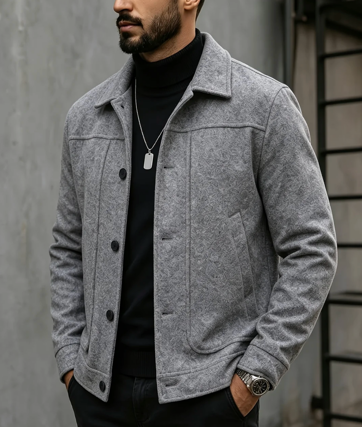 Męska Koszula Slim Fit z Długim Rękawem i Kontrastowymi Detalami