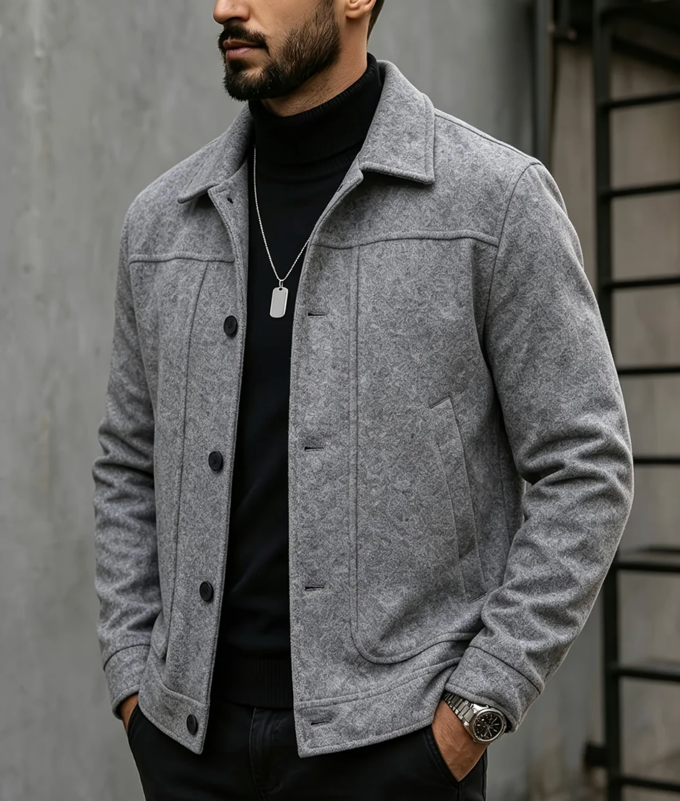Męska Koszula Slim Fit z Długim Rękawem i Kontrastowymi Detalami