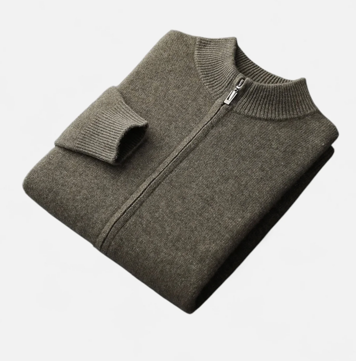 Męski Kardigan z Wełny Merino na Zamek – Sweter ze Stójką