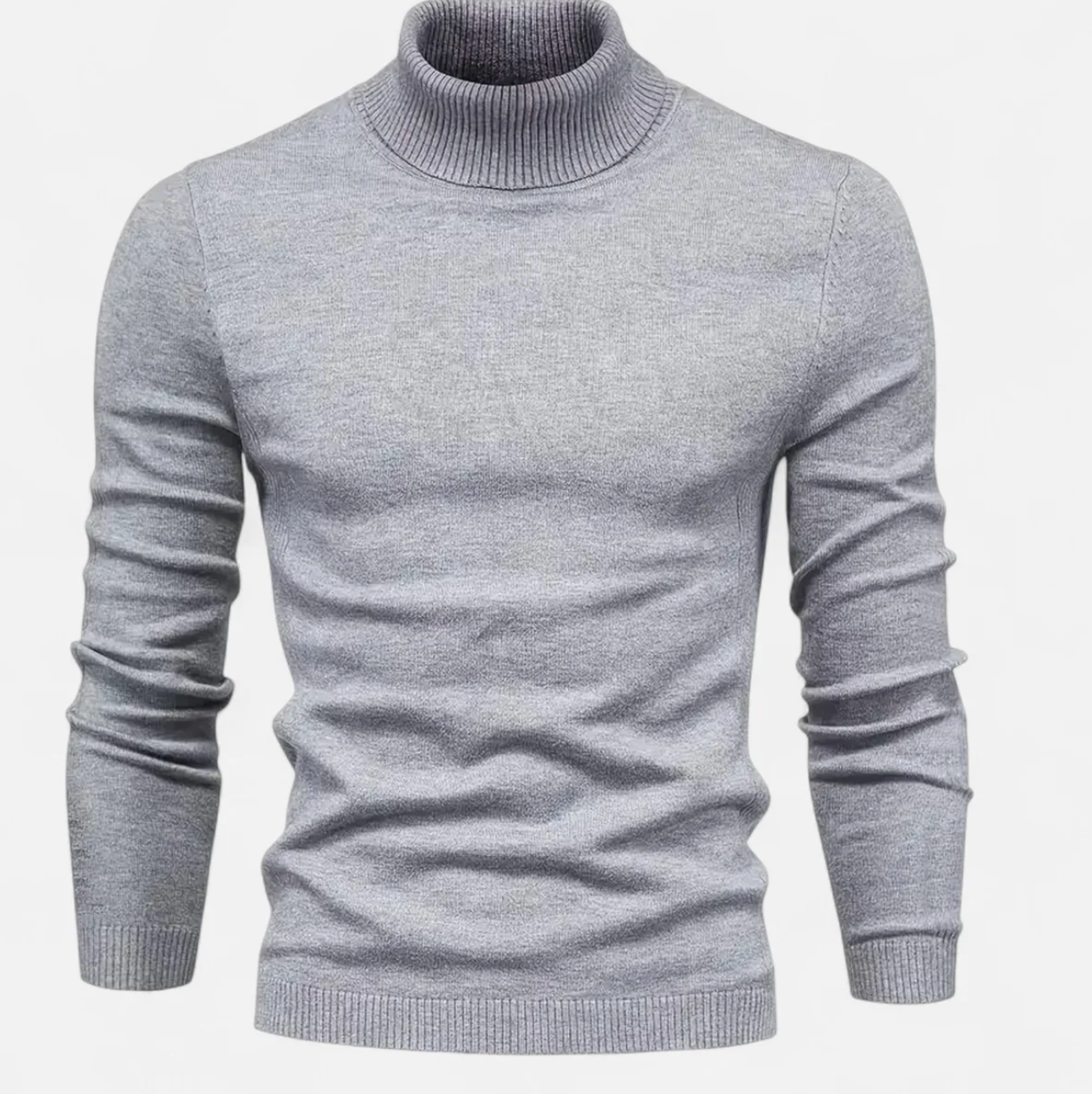 Męski Sweter z Golfem – Dopasowany Dzianinowy Golf z Długim Rękawem