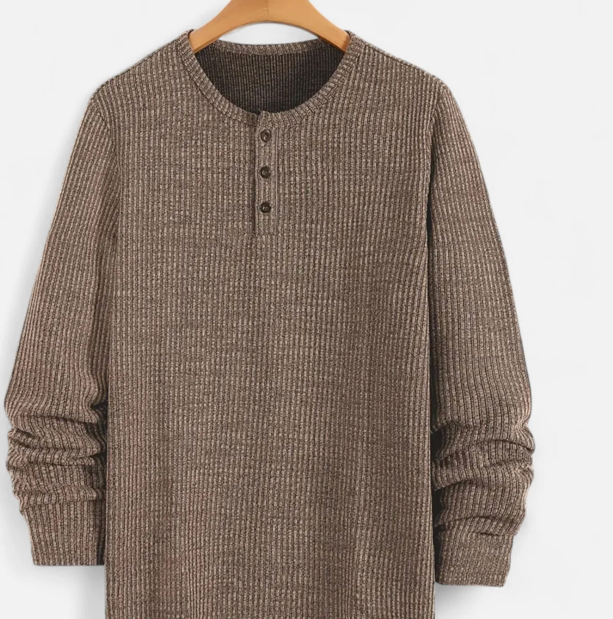 Męski sweter dzianinowy Henley z guzikami i długim rękawem
