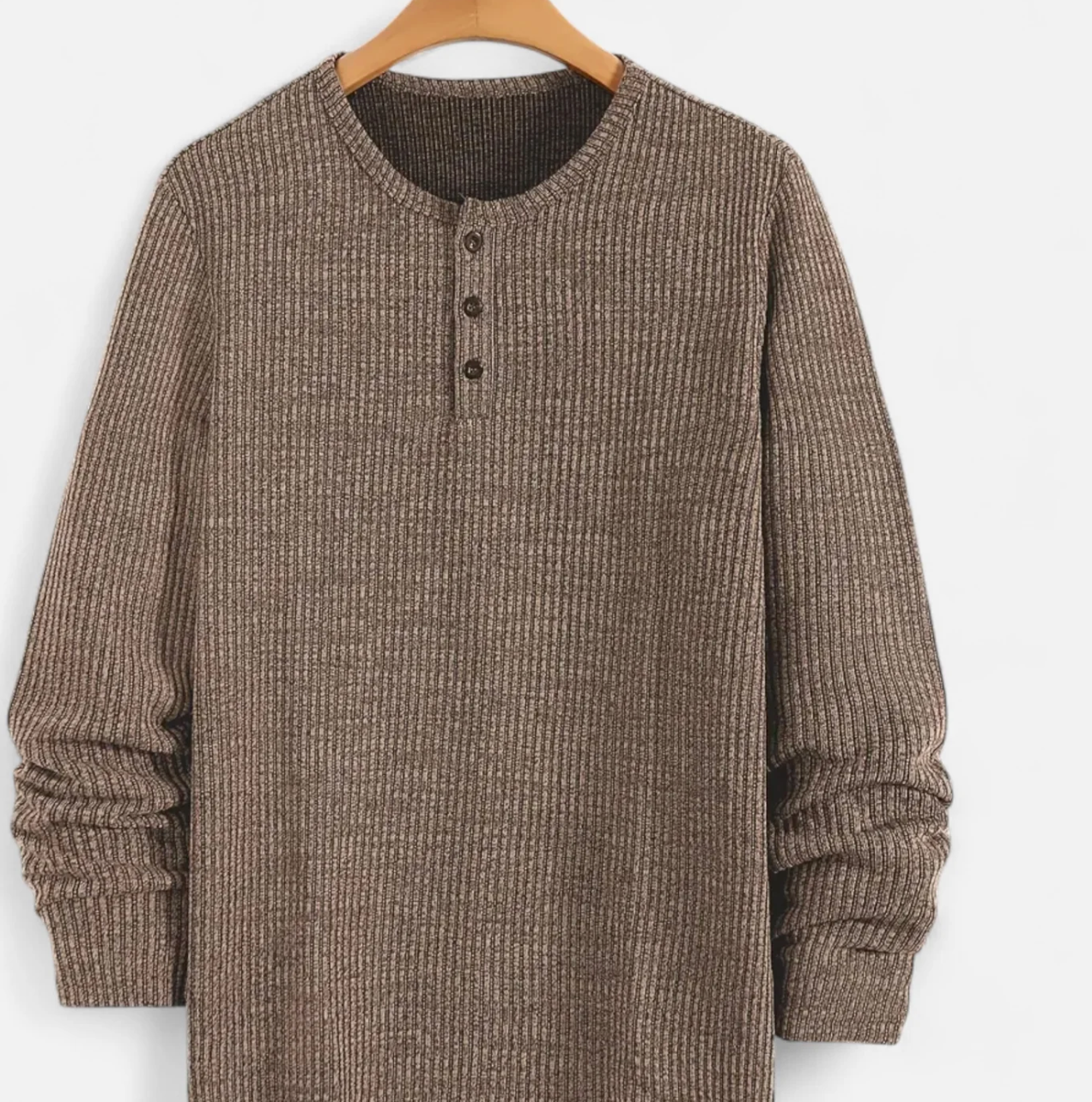 Męski sweter dzianinowy Henley z guzikami i długim rękawem