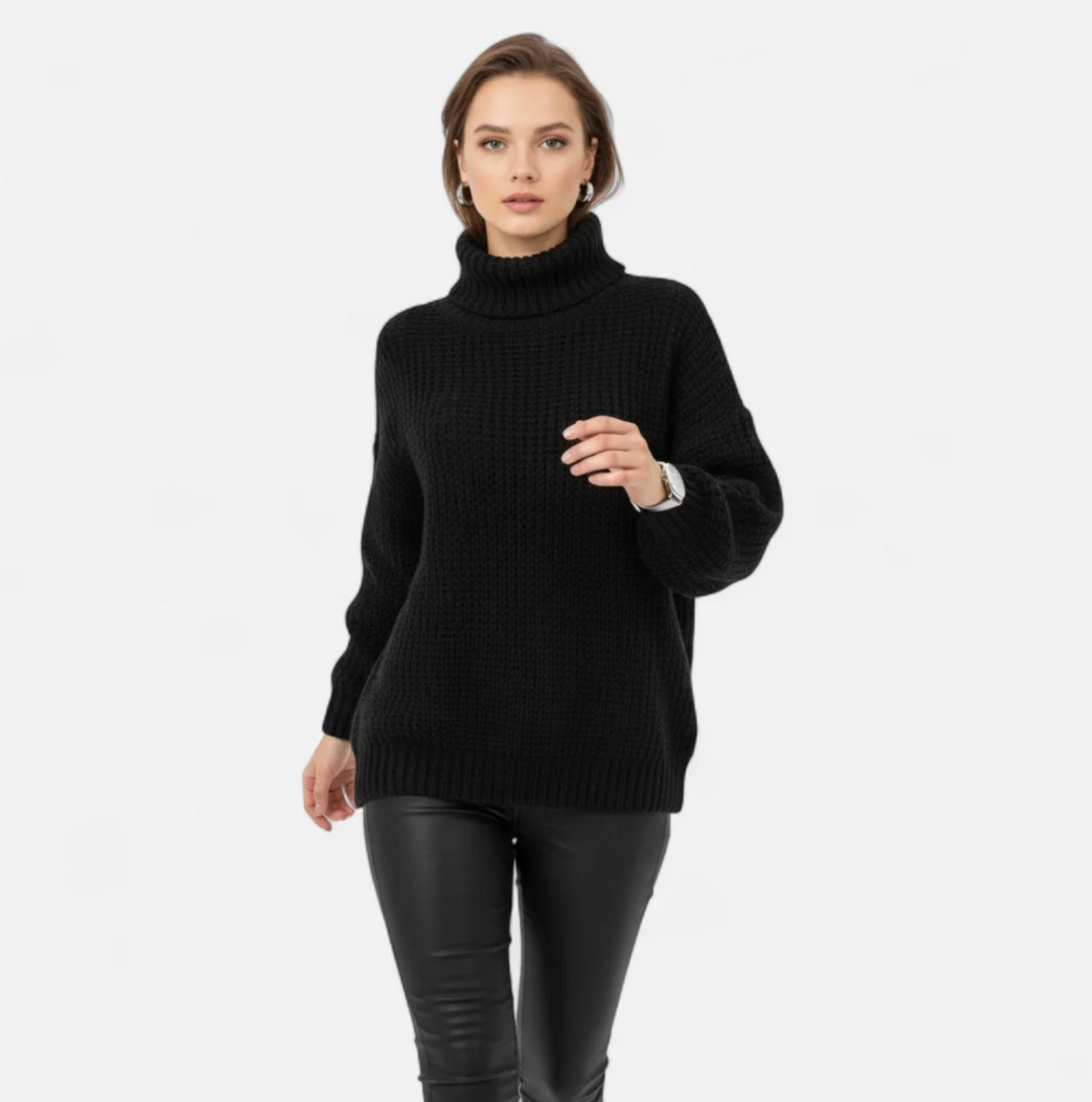 Damski sweter z golfem oversize
