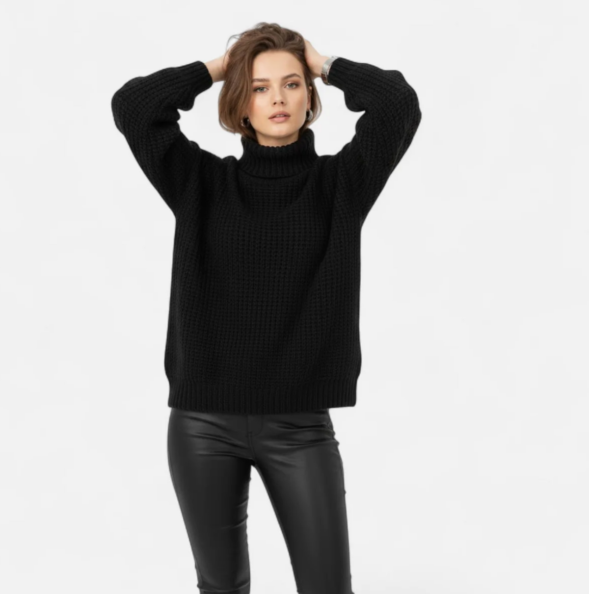 Damski sweter z golfem oversize