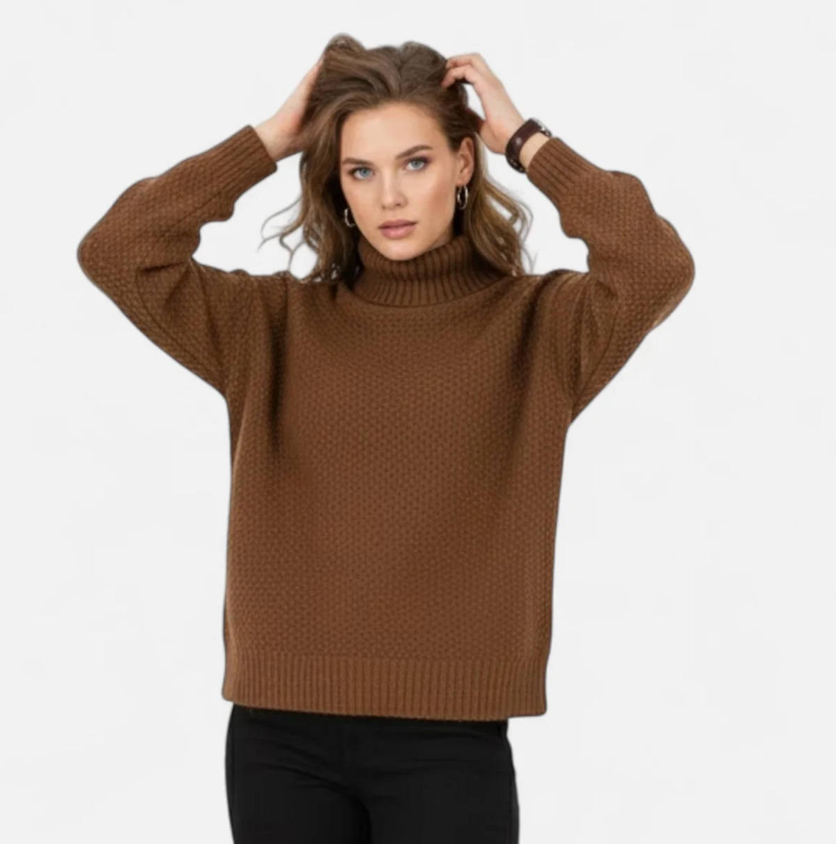 Damski sweter z golfem oversize