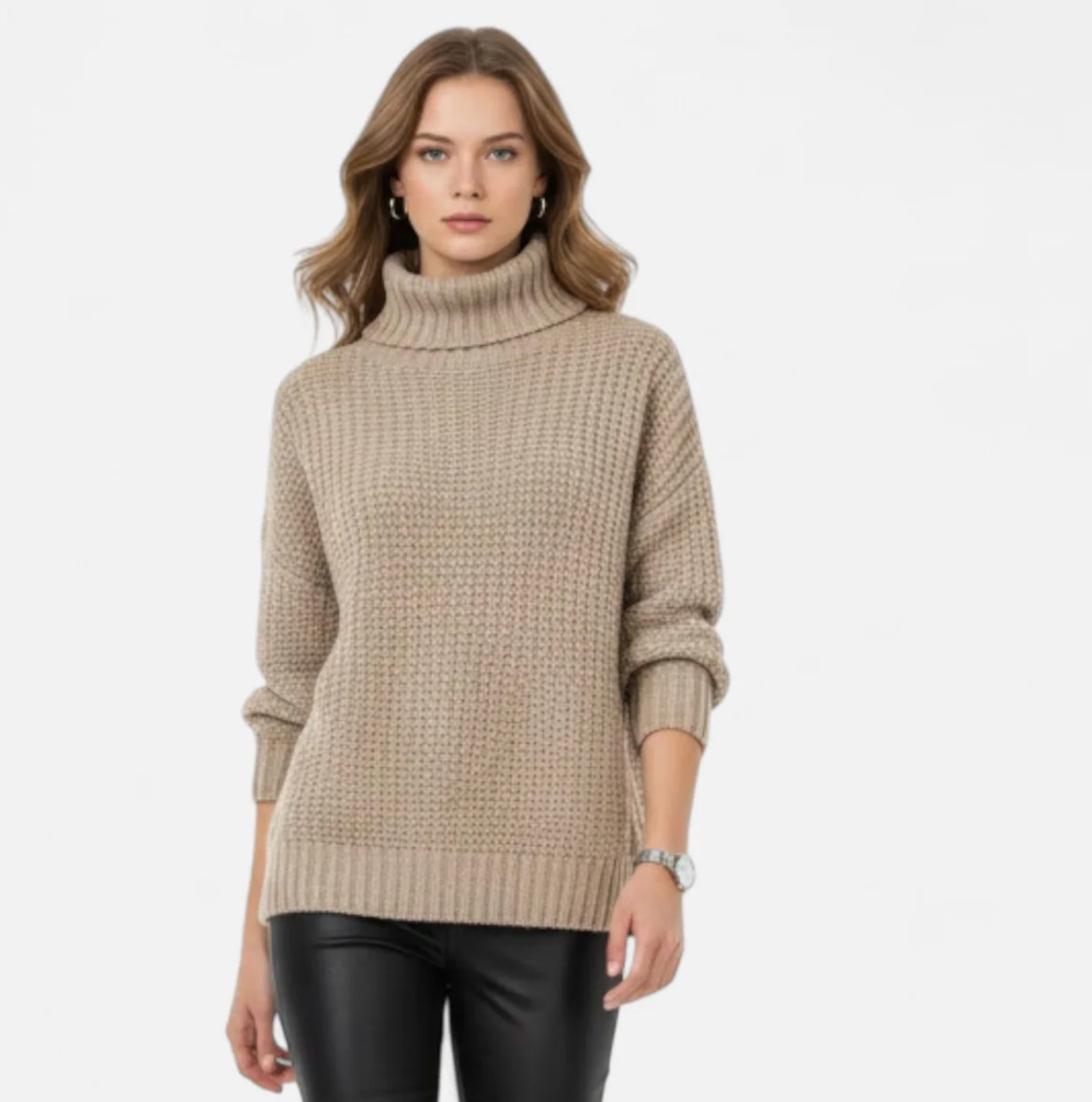 Damski sweter z golfem oversize