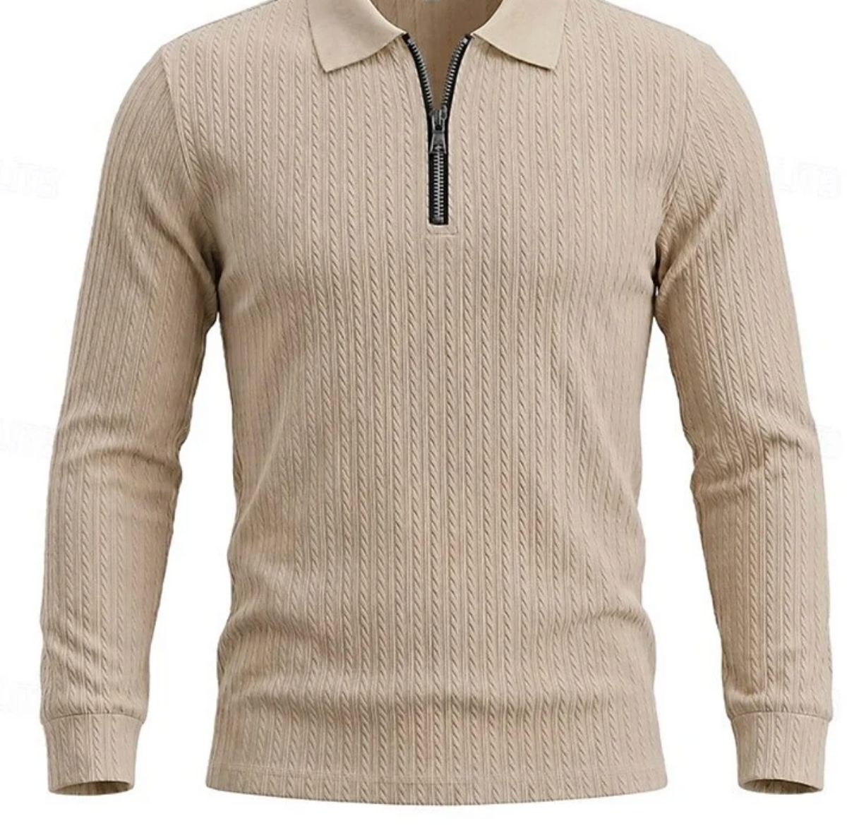 Męski Sweter Polo z Zamkiem 1/4 i Długim Rękawem