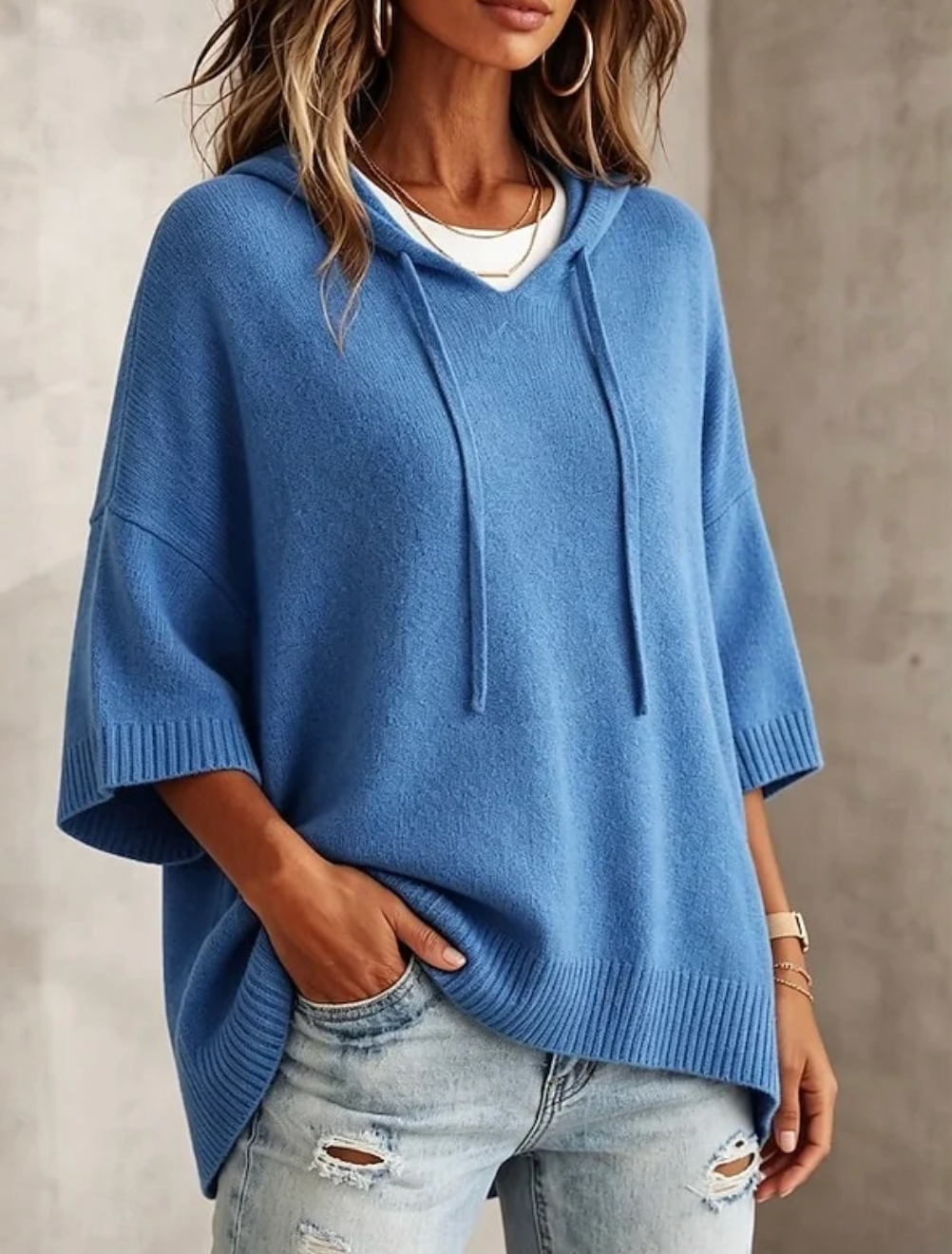 Damski Sweter Oversize z Kapturem
