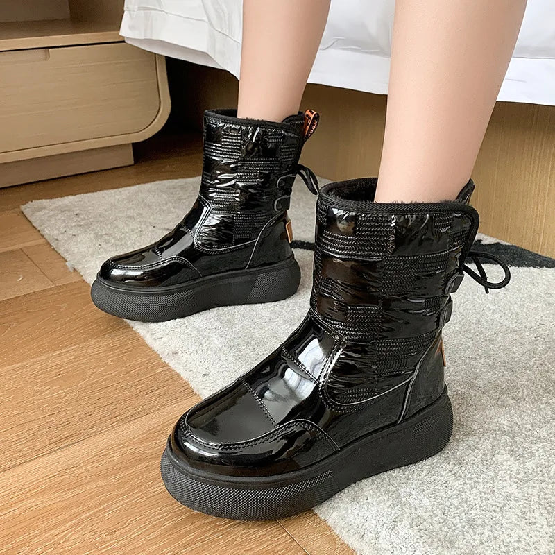 Damskie buty śniegowce ocieplane, wodoodporne, styl sportowo-casual