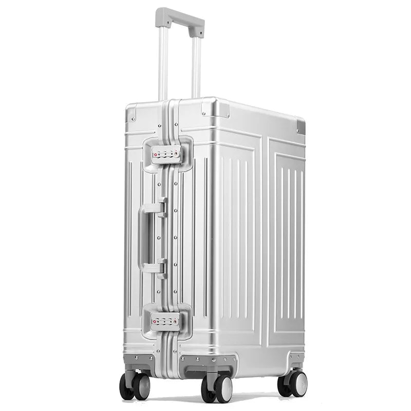 Walizka kabinowa aluminiowa na kółkach z zamkiem TSA – twarda obudowa