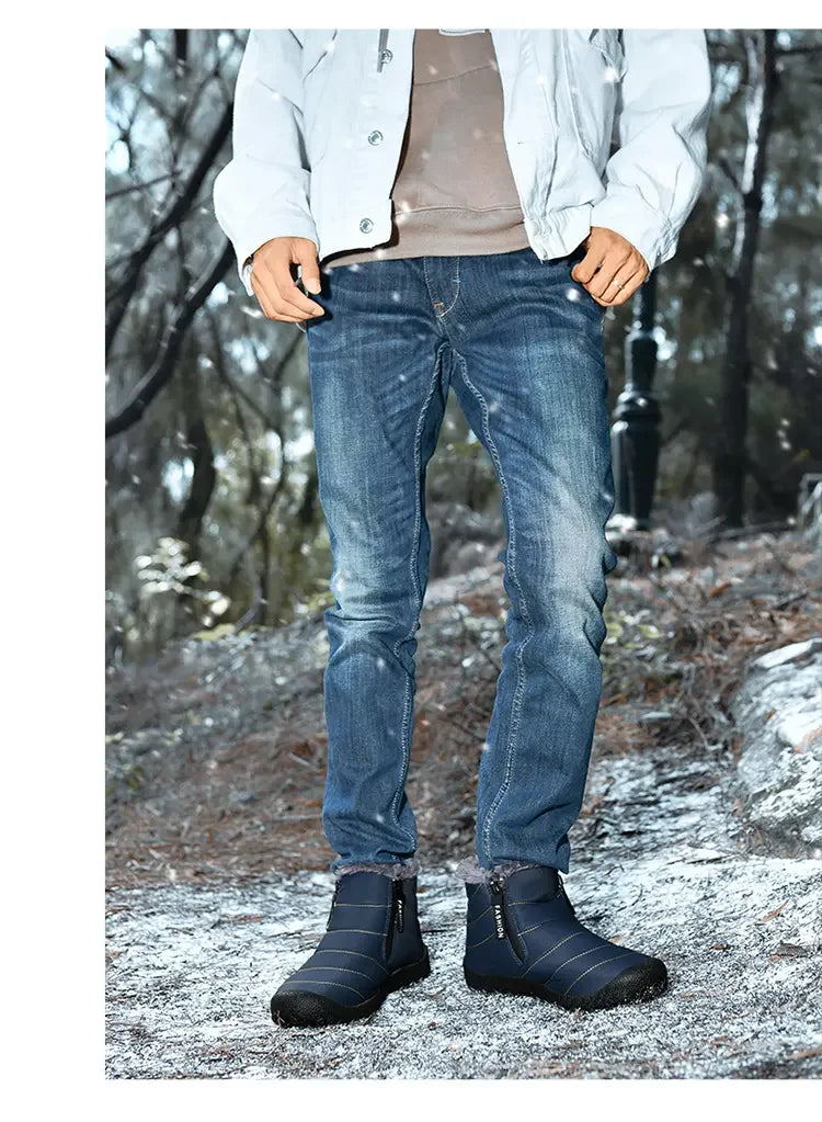 Męskie śniegowce zimowe z futerkiem – ocieplane buty outdoorowe z zamkiem