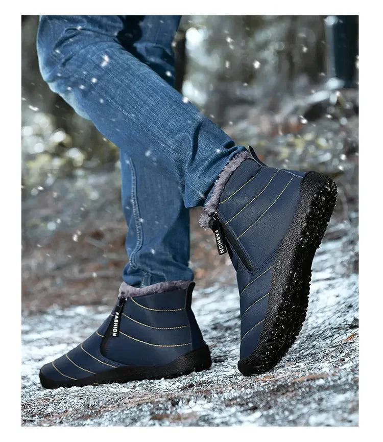 Męskie śniegowce zimowe z futerkiem – ocieplane buty outdoorowe z zamkiem