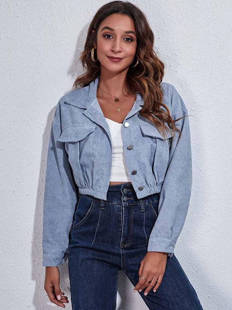 Damska kurtka sztruksowa w stylu crop top
