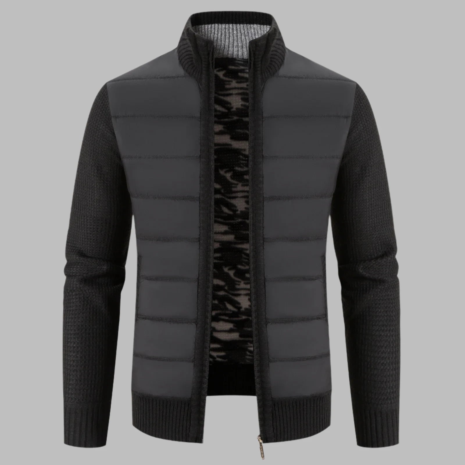 Męska hybrydowa kurtka pikowana z dzianinowymi rękawami