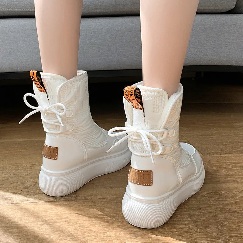 Damskie buty śniegowce ocieplane, wodoodporne, styl sportowo-casual