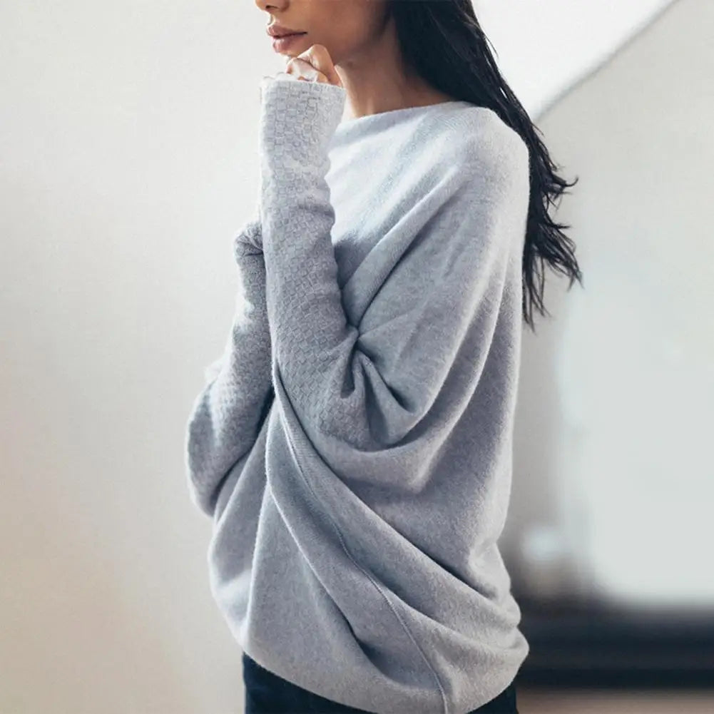 Damski sweter oversize z łódkowym dekoltem – miękki i przytulny